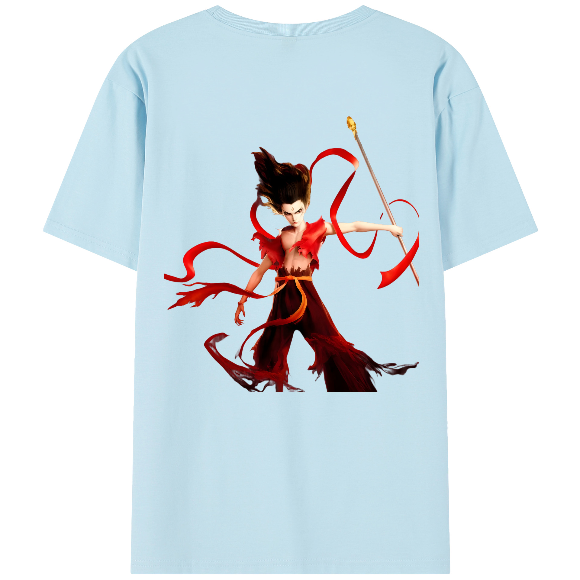 （画像用） Ne Zha 2 ナタ 魔童の大暴れ 綿100％半袖Tシャツ（背面プリント）